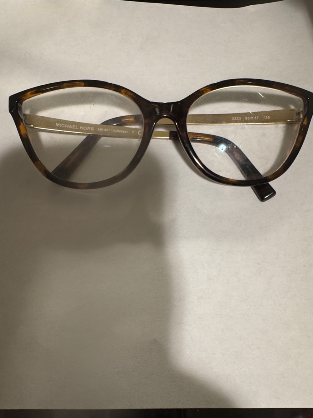 Michael Kors Tortoiseshell Cat Eye Glasses with Gold Temples